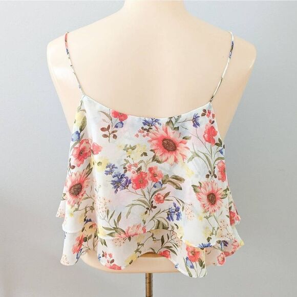 Forever 21 Floral Layered Tank Blouse White - Picture 3 of 4